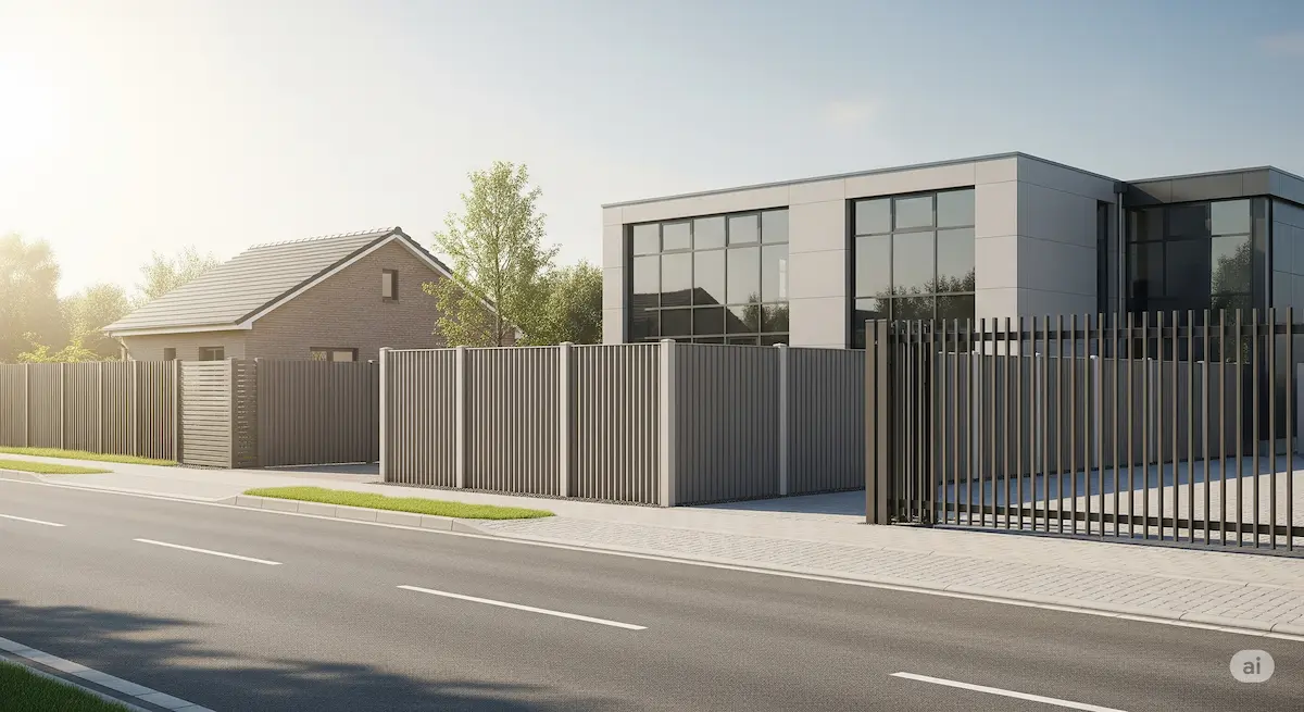 Variety of security fence options for homes and businesses, showcasing different materials and styles.
