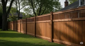 Newly installed wooden fence in a Buffalo neighborhood, suggesting a need for installation permits.