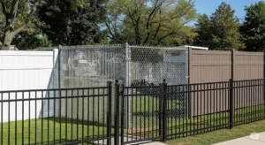 Variety of fence materials in a Buffalo setting, demonstrating different types and costs.