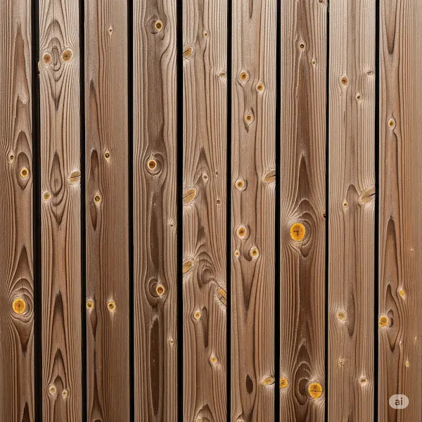 Detailed close-up image of a weathered wooden fence, capturing the intricate details of the wood grain and textures.